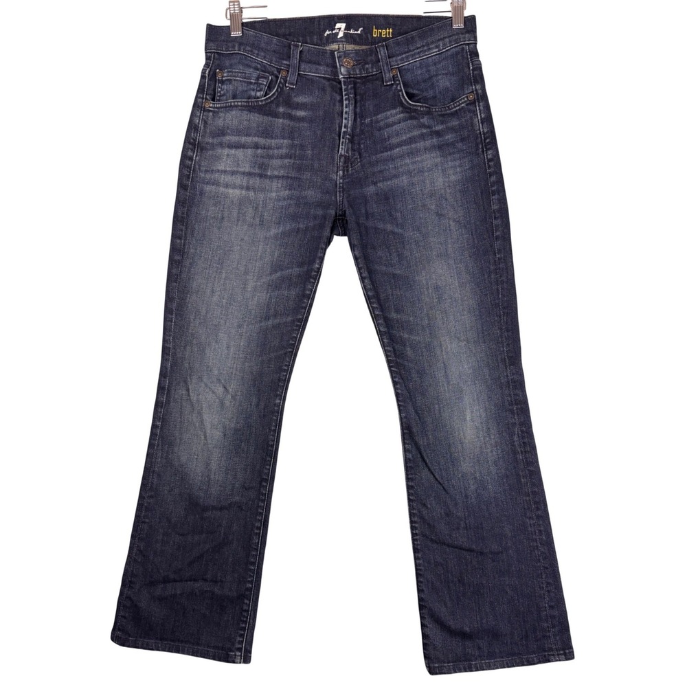 7 For All Mankind Brett Bootcut Jeans Mens Denim Blue Stretch (Fits 32x27)‎